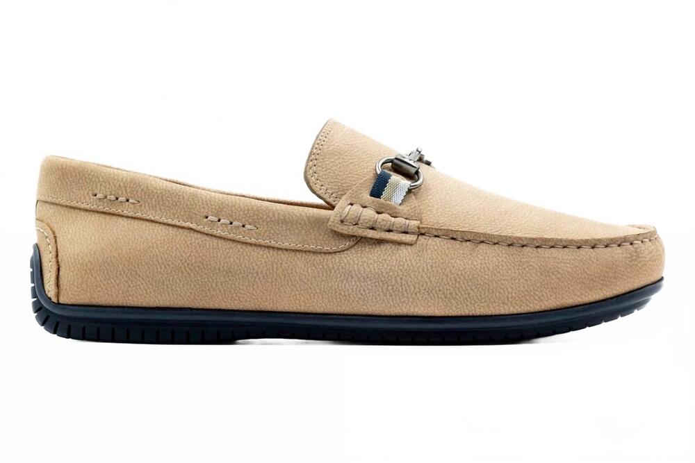 NEW MARTIN DINGMAN men's bermuda nubuck horse bit loafers in biscuit